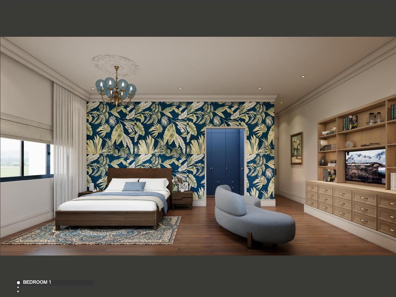 Australian villa bedroom render currently in development, shown in full