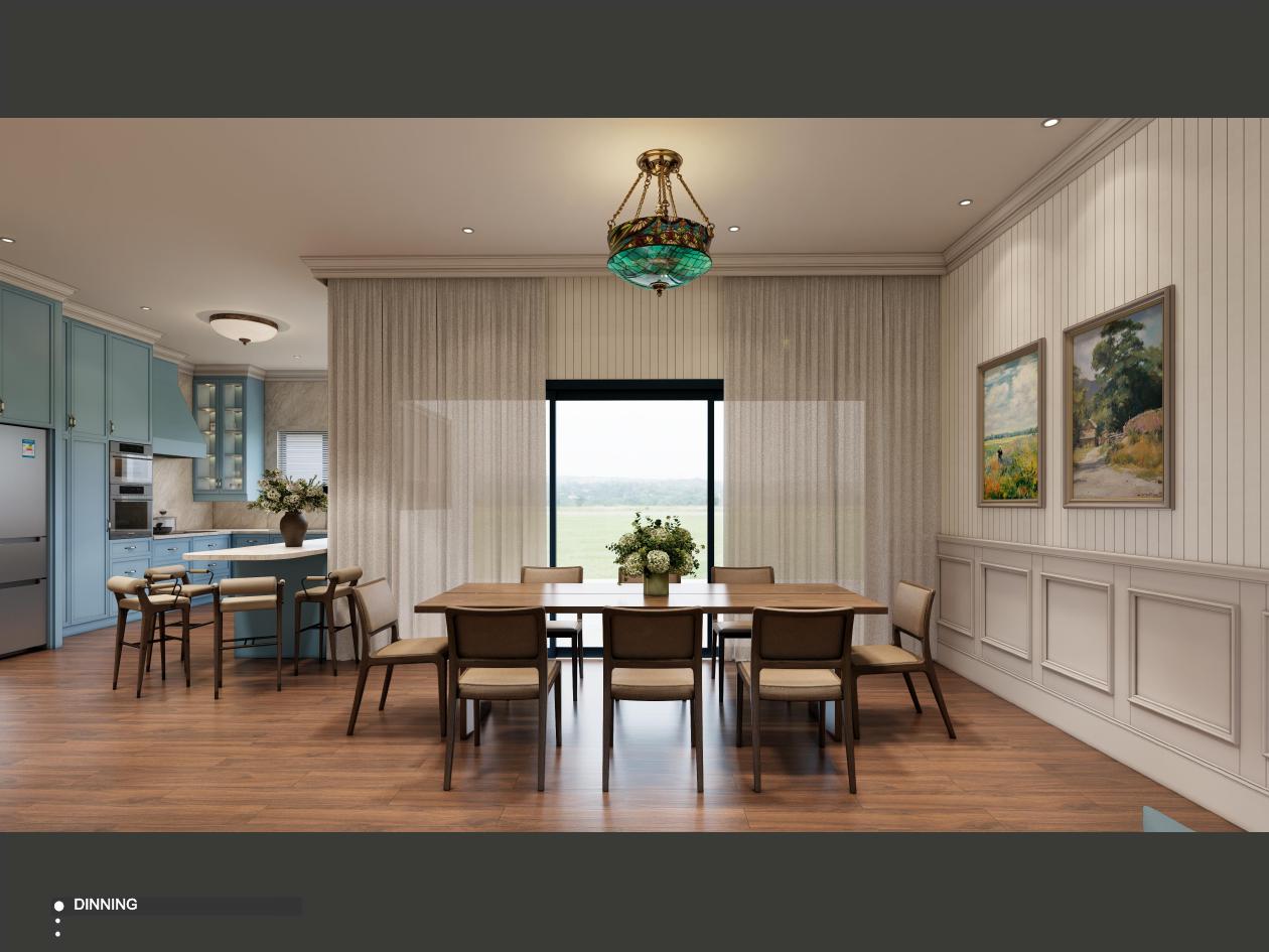 Australian villa dining render currently in development, shown in full